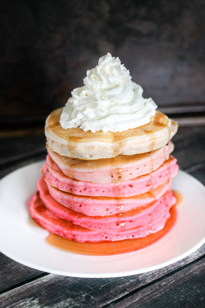 Ombre Pancakes with Marshmallow Frosting